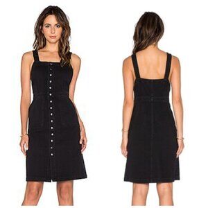 NWOT Anthropologie MIH Eastman Button Front Pinafore Denim Dress Black S preppy
